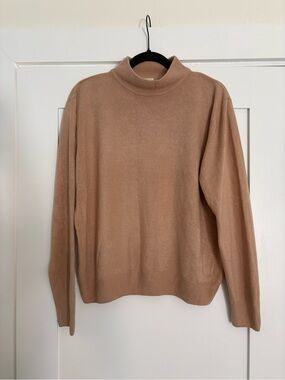 Isabelle Camel Tan Ribbed Mock Neck Knit Sweater - Size XL
